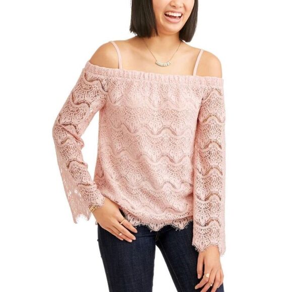 No Boundaries Lace Cold Shoulder Shirt NWT - Picture 7 of 7
